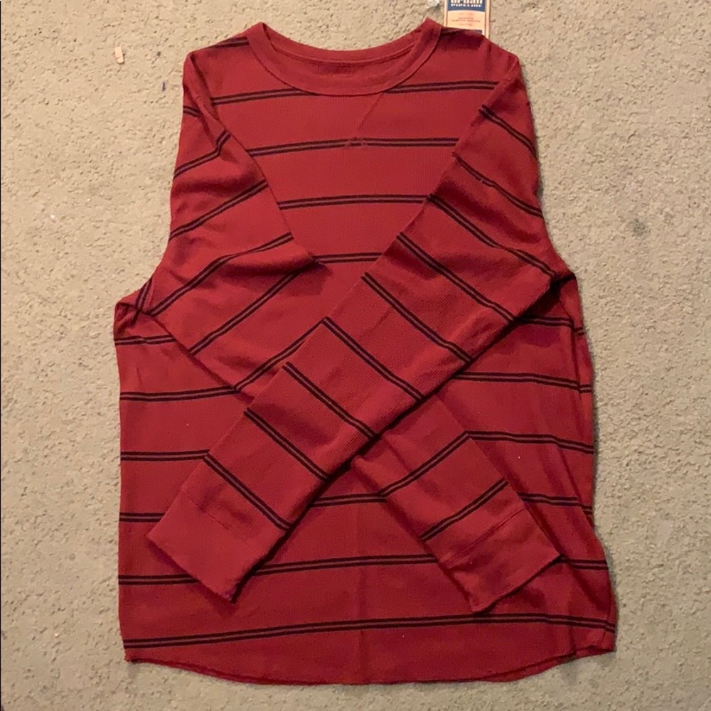 Red and Black Striped Thermal Shirt